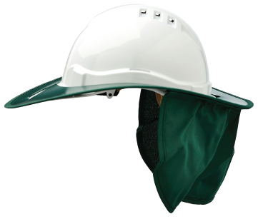 HARD HAT SNAP-BRIM PLASTIC WITH NECK FLAP - GREEN 